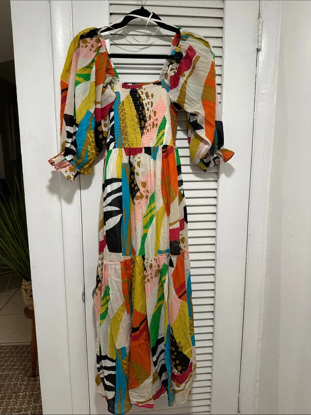 FATE Colorful Abstract Puff-Sleeve Maxi Dress - Multicolor - Picture 2 of 10